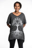 Sure Design Women's Tree of Life Loose V Neck T-Shirt Silver on Black