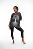 Sure Design Women's Tree of Life Loose V Neck T-Shirt Silver on Black