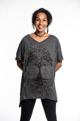 Sure Design Women's Tree of Life Loose V Neck T-Shirt Black