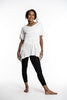 Sure Design Women's Solid Loose V Neck T-Shirt White