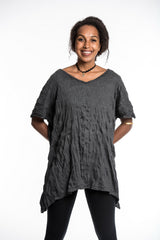 Sure Design Women's Solid Loose V Neck T-Shirt Black