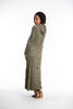 Sure Design Womens Solid Long Sleeve Hoodie Dress Green