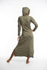 Sure Design Womens Solid Long Sleeve Hoodie Dress Green