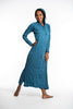 Sure Design Womens Solid Long Sleeve Hoodie Dress Denim Blue
