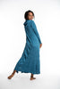Sure Design Womens Solid Long Sleeve Hoodie Dress Denim Blue