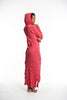 Sure Design Womens Solid Long Sleeve Hoodie Dress Red
