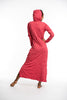 Sure Design Womens Solid Long Sleeve Hoodie Dress Red