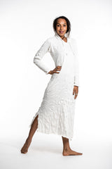 Sure Design Womens Solid Long Sleeve Hoodie Dress White