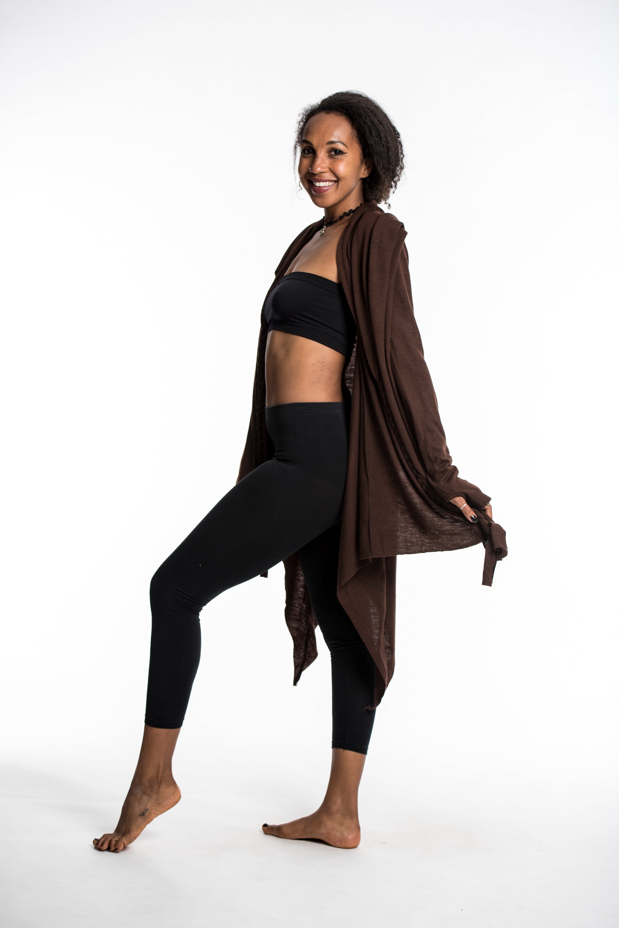 Hooded Cardigan in Brown