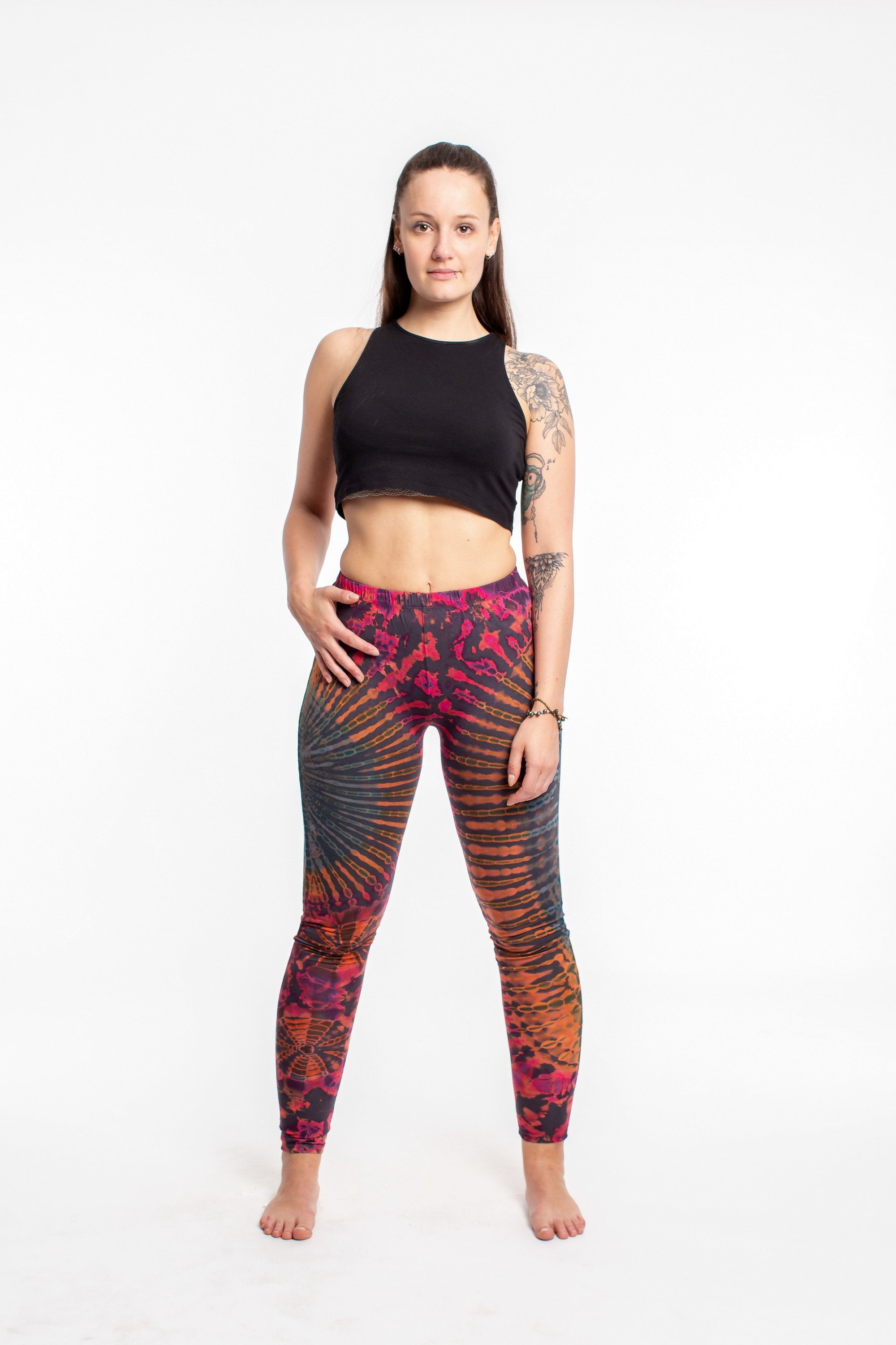 Tie-dyed cotton-blend leggings