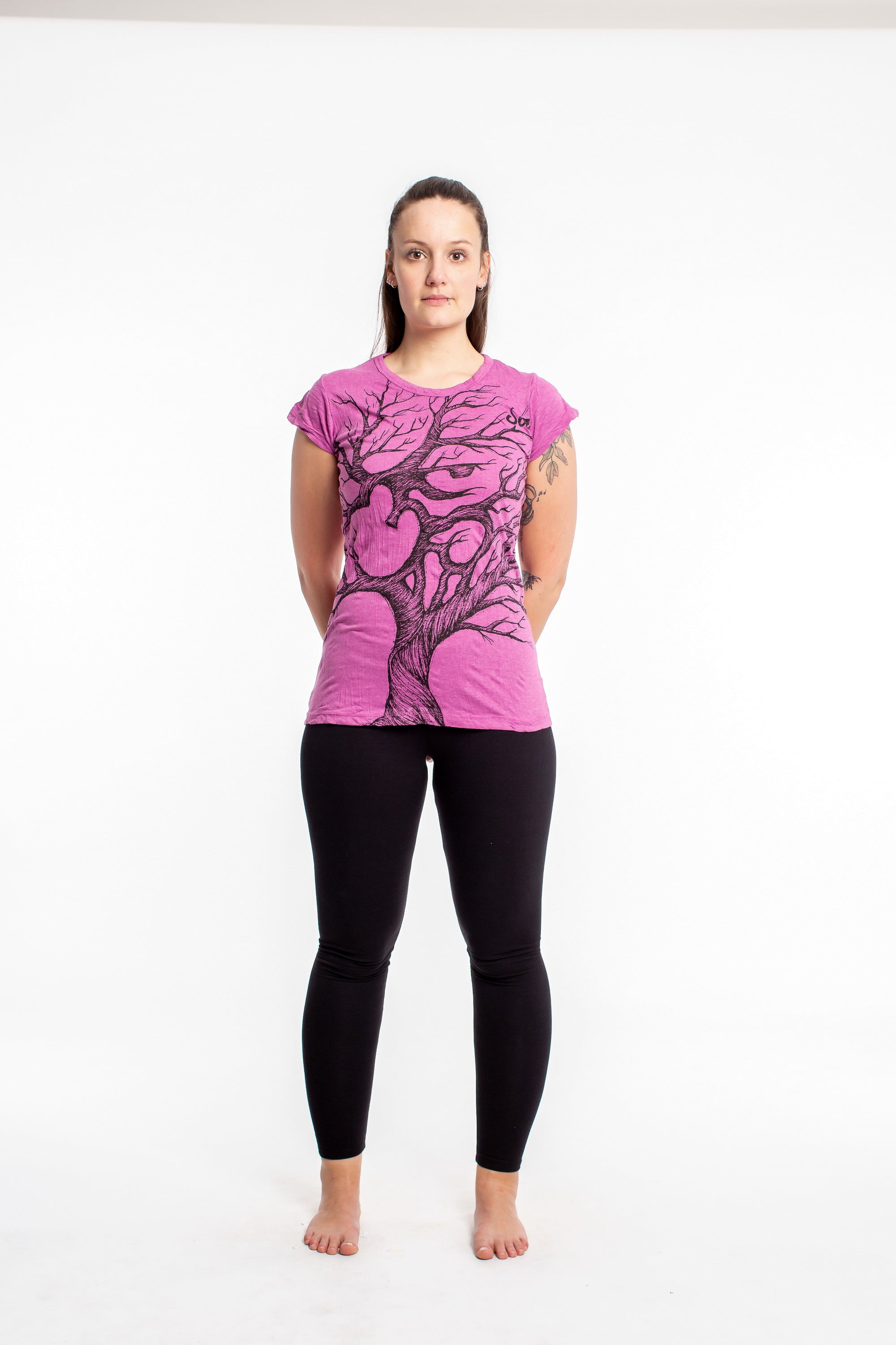 Sure Design Women's Om Tree T-Shirt Pink