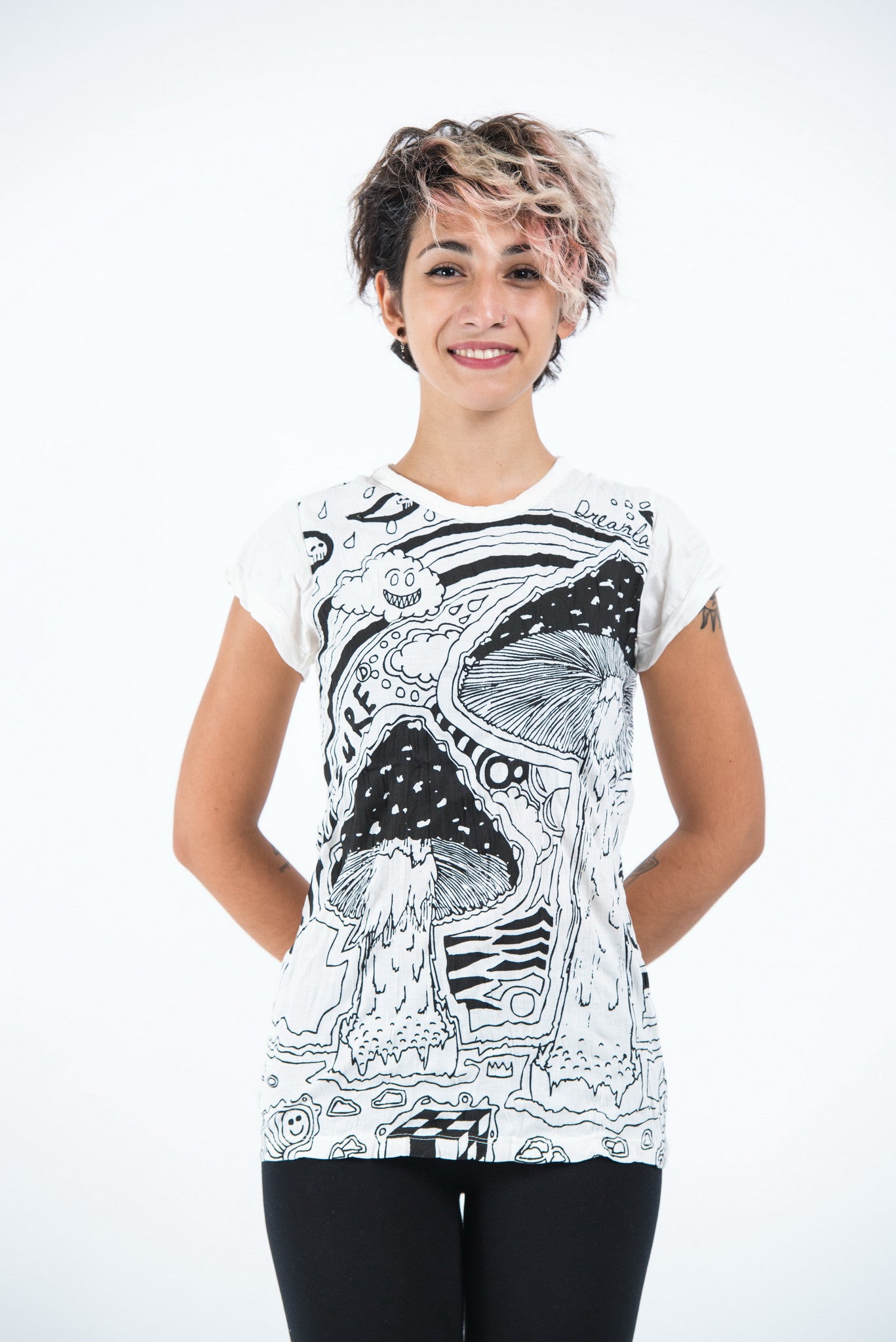 Sure Design Womens Magic Mushroom T-Shirt White