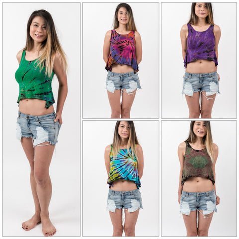 Assorted Set of 5 Women Tie Dye Crop Tank Top