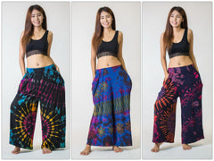 Assorted Set of 5 Women's Tie Dye Cotton Wide Leg Palazzo Harem Pants