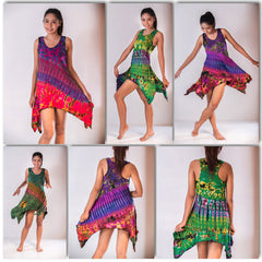 Assorted set of 5 Thai Hand Super Soft Tie Dye Yoga Tank Dresses