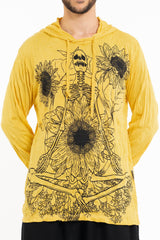 Sure Design Unisex Sunflower Skull Hoodie Yellow