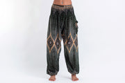 Diamond Peacock Unisex Harem Pants in Green
