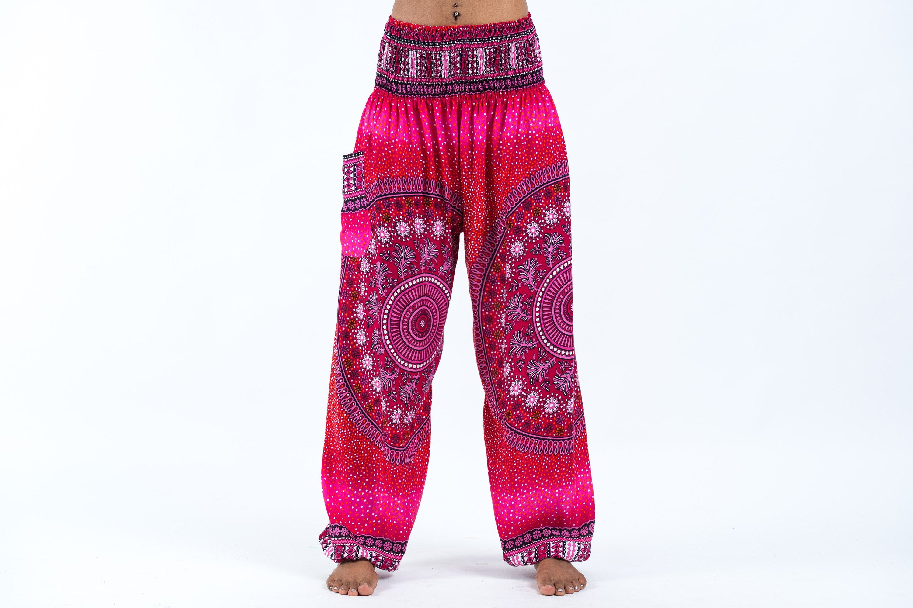 Tribal Chakras Unisex Harem Pants in Pink