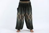 Wholesale Plus Size Diamond Peacock Unisex Harem Pants in Green - $14.50