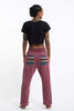 Unisex Terry Pants with Aztec Pockets in Red