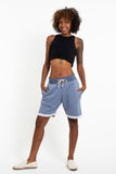 Wholesale Unisex Terry Shorts with Aztec Pockets in Light Blue - $13.50