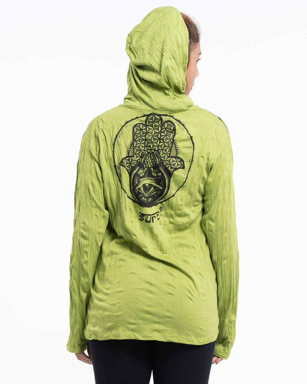Sure Design Unisex Hamsa Eye Hoodie Lime
