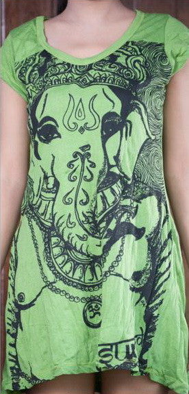 Sure Design Women's Big Face Ganesh Dress Lime