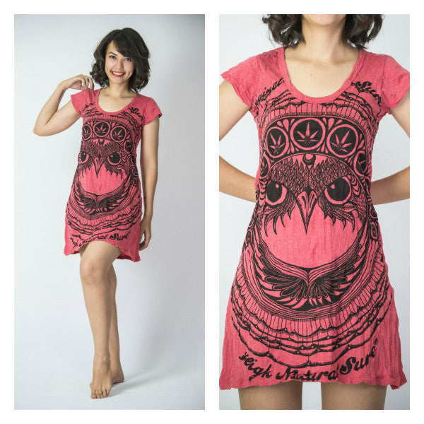Sure Design Women's Weed Owl Dress Red