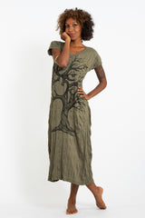 Sure Design Womens Om Tree V Neck Tee Dress Green