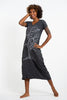 Sure Design Womens Om Tree V Neck Tee Dress Silver on Black
