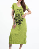 Wholesale Sure Design Womens Ganesh Chakra V Neck Long Dress in Lime - $9.00