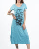 Sure Design Womens Ganesh Chakra V Neck Long Dress in Turquoise
