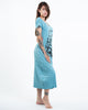 Sure Design Womens Ganesh Chakra V Neck Long Dress in Turquoise