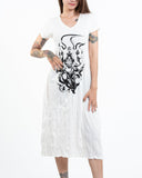 Wholesale Sure Design Womens Ganesh Chakra V Neck Long Dress in White - $9.00