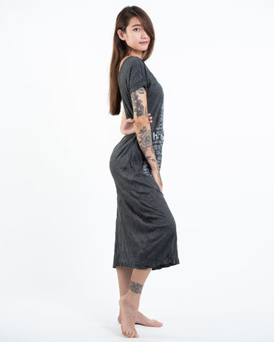 Sure Design Womens Harmony V Neck Long Dress in Silver on Black