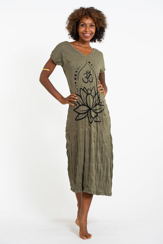 Sure Design Womens Lotus Om V Neck Tee Dress Green