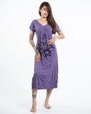 Wholesale Sure Design Womens Lotus Om V Neck Tee Dress Purple - $10.00