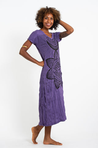 Sure Design Womens Sacred Geometry Mandala V Neck Tee Dress Purple