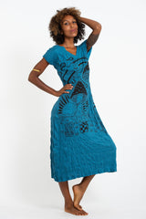 Sure Design Womens Magic Mushroom V Neck Tee Dress Denim Blue