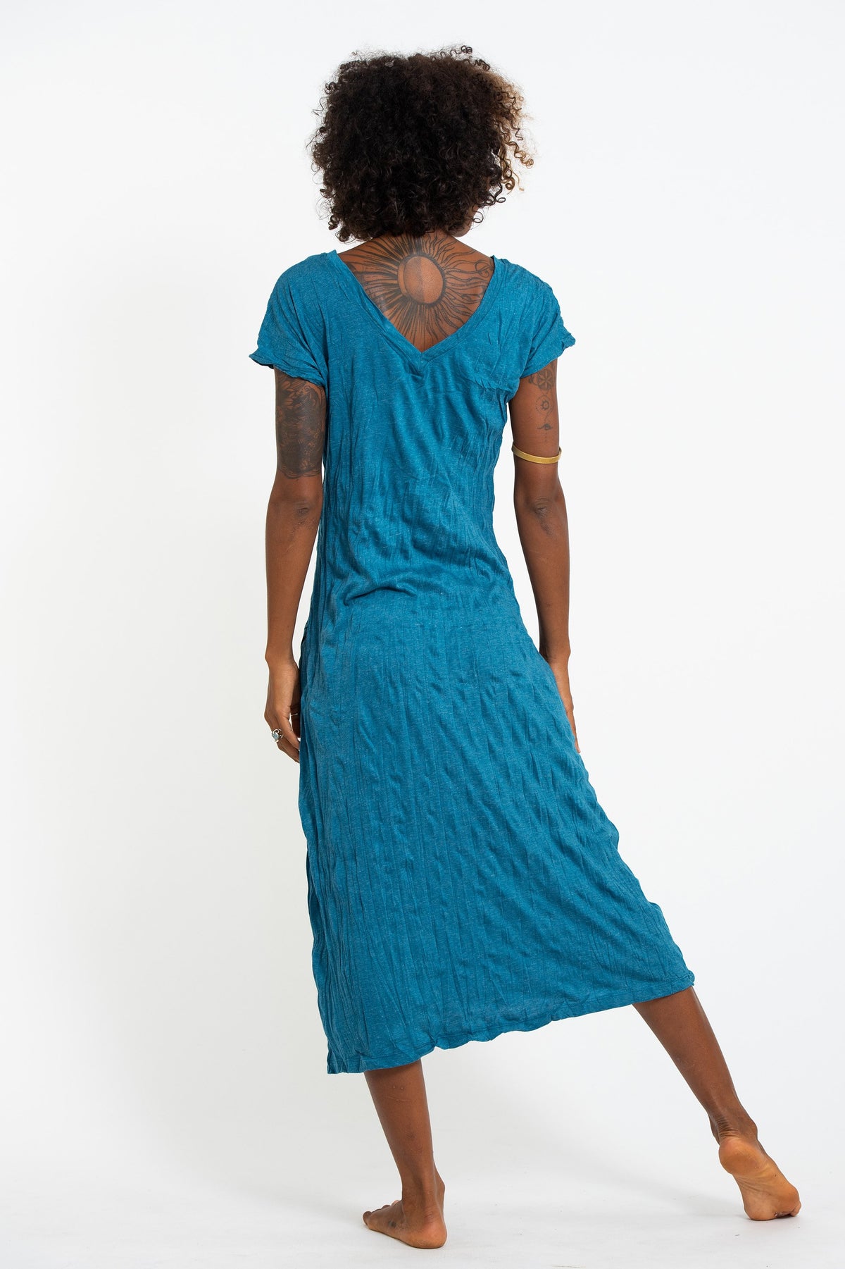 Sure Design Womens Magic Mushroom V Neck Tee Dress Denim Blue