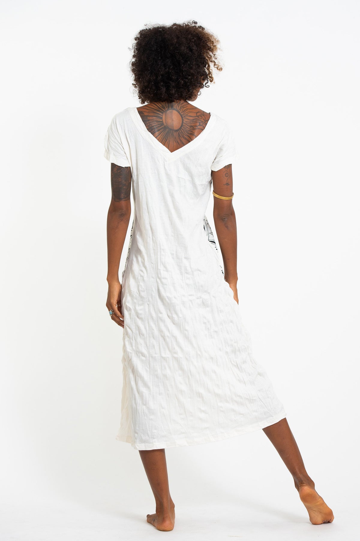 Sure Design Womens Magic Mushroom V Neck Tee Dress White