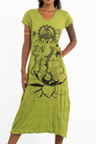 Wholesale Sure Design Womens Lord Ganesh V Neck Tee Dress Lime - $10.00