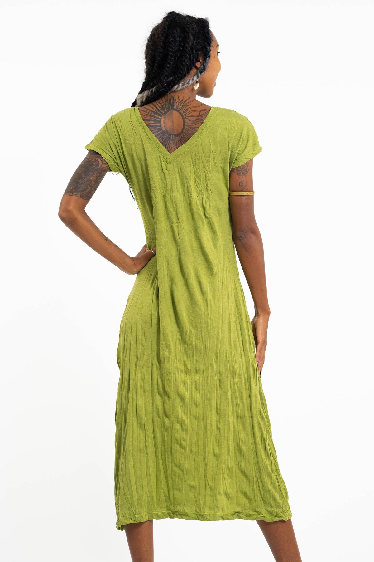 Sure Design Womens Lord Ganesh V Neck Tee Dress Lime
