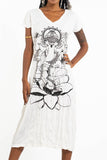 Wholesale Sure Design Womens Lord Ganesh V Neck Tee Dress White - $10.00