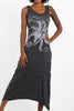 Sure Design Womens Octopus Long Tank Dress in Silver on Black