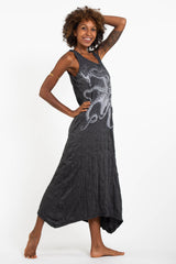 Sure Design Womens Octopus Long Tank Dress in Silver on Black