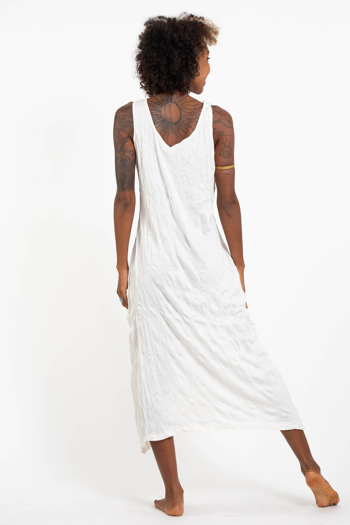 Sure Design Womens Octopus Long Tank Dress in White