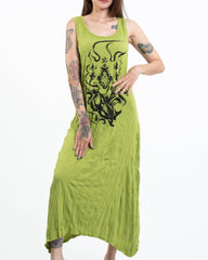 Sure Design Womens Ganesh Chakra Long Tank Dress in Lime