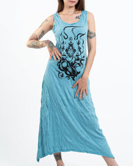 Sure Design Womens Ganesh Chakra Long Tank Dress in Turquoise