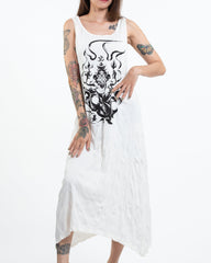 Sure Design Womens Ganesh Chakra Long Tank Dress in White